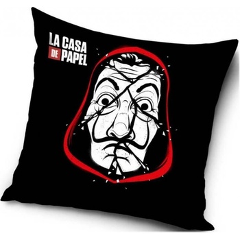 Carbotex Vankúš Papierový dom La casa de papel Money Heist čierny 40x40
