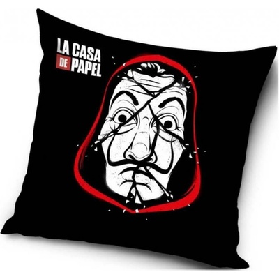 Carbotex Vankúš Papierový dom La casa de papel Money Heist čierny 40x40
