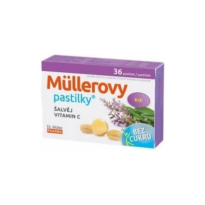 Dr. Müller Müllerovy pastilky šalvěj, vitamin C bez cukru zdravotnický prostředek 36 ks