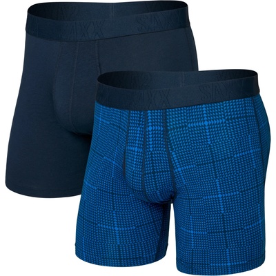 Saxx Мъжко синтетично термобельо Saxx Droptemp Cooling Cotton Boxer Brief Fly 2-Pack Synthetic base layer - Rad Plaid / Dark Ink (014-2658-0112)