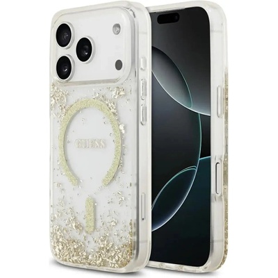 GUESS Калъф Guess Resin Bottom Glitter MagSafe за iPhone 17 Pro - златен (3666339524616)