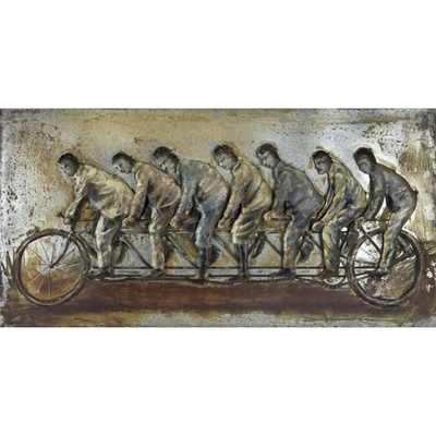 FALC Kovový obraz 3D Cyklisti 70 x 140 cm