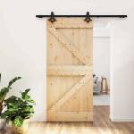 vidaXL Преплъзваща се врата Естествено и черно 95 x 210 cm (3445060)