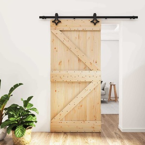 vidaXL Преплъзваща се врата Естествено и черно 95 x 210 cm (3445060)