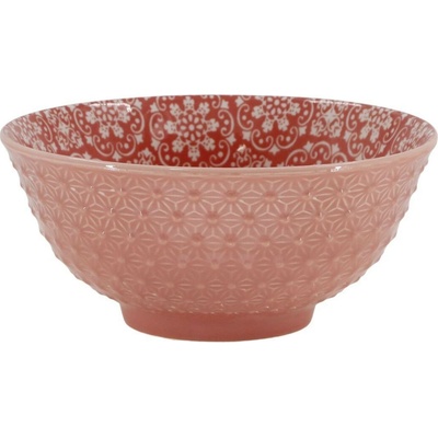 Chic Antique Korálová porcelánová miska s květy uvnitř Arés 16 x 7,5 cm 650 ml