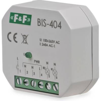BIS-404/230 - Sekvenčné impulzné relé, 230V, 8A, 2x NO