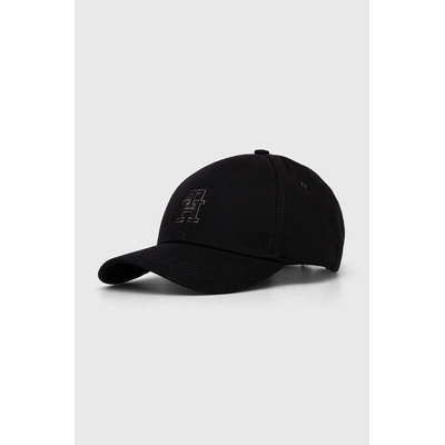 Tommy Hilfiger Памучна шапка с козирка Tommy Hilfiger в черно с апликация AM0AM12300 (AM0AM12300)