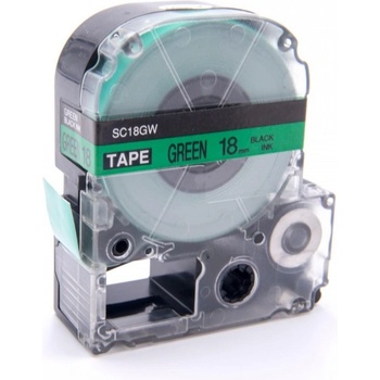 Compatible Epson LK-SC18GW, 18mm x 9m, черен печат / зелен фон, съвместима лента (LKSC18GW)