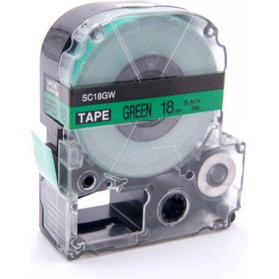 Compatible Epson LK-5GBP, SC18GW, 18mm x 9m, черен печат / зелен фон, съвместима лента (LKSC18GW)