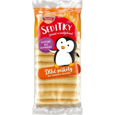 Sedita Seditky dlhé piškóty bez cukrovej posýpky 2 x 110 g