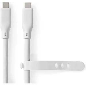 Nedis USB Cable | USB 3.2 Gen 2 | USB-C Connector | USB-C Connector | 240 W | 8K@30Hz | 20 Gbps | Nickel Plated | 1.00 m | Round | Silicone | White | Box - CCGB64810WT10 (CCGB64810WT10)