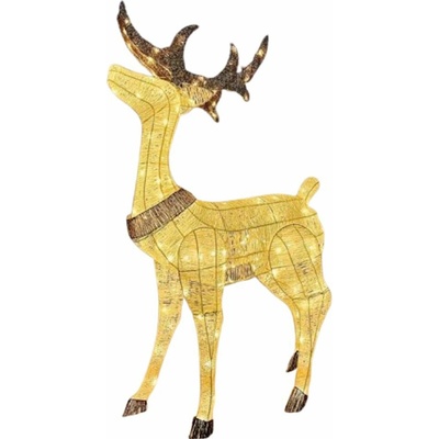 DECOLED 3D LED svítící jelen 150 cm, teple bílý, 161 diod, IP44 venkovní, vč. trafa