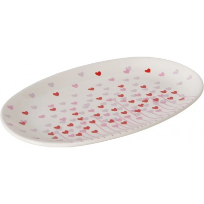 Boltze Talíř SHERINE se srdičkovým vzorem 29 x 18,5 cm růžový
