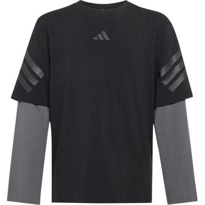 adidas Детска блуза с дълъг ръкав adidas Kid's Future Icons 2-In-1 Long Sleeve T-Shirt Longsleeve - Black / Grey Five / Black - размер 164 (EU) (704-6490-0114)