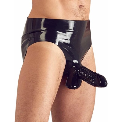 LateX Latexové slipy s tvarovaným a zvnějšku nopovaným návlekem na penís a varlata M