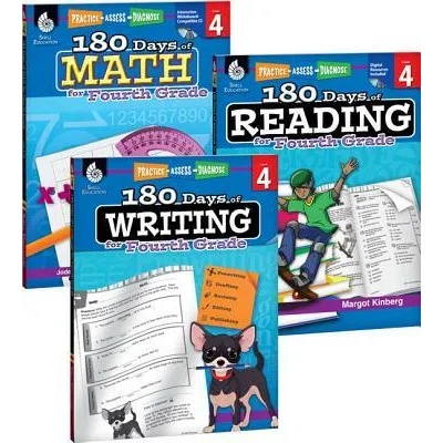 180 Days of Reading, Writing and Math for Fourth Grade 3-Book Set | Teacher Created Materials, Jodene Smith, Kristin Kemp