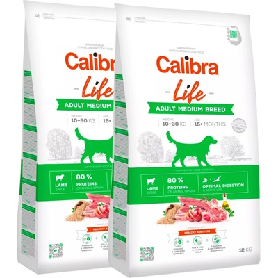 Calibra Dog Life Adult Medium Breed Lamb 2 x 12 kg