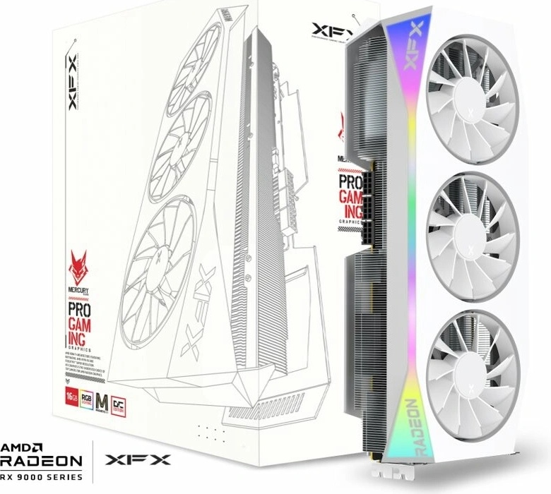 XFX Radeon RX 9070 XT OC Mercury Magnetic Air Edition RGB white