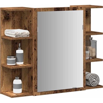 vidaXL Огледален шкаф за баня от старо дърво 80x20, 5x64 cm (856036)