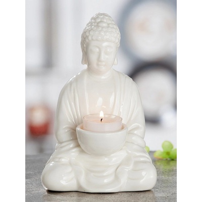 Gilde Porcelánový svícen Buddha
