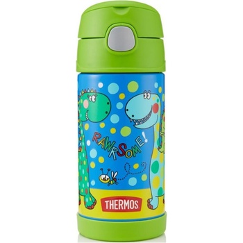Thermos FUNtainer Термос бутилка със сламка, динозаври, 355 мл (12001K)