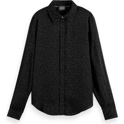 Scotch & Soda Риза с дълъг ръкав Scotch & soda Jacquard With Embroidery Long Sleeve Shirt - Black