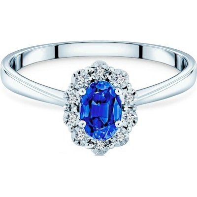 Savicki Zásnubný prsteň biele zlato modrý zafír diamanty SAVR53509 W SA