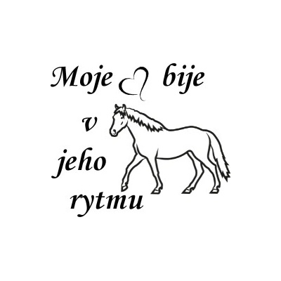 Nažehlovací nápis moje srdce s koněm Vzor: 3, Potisk: černá
