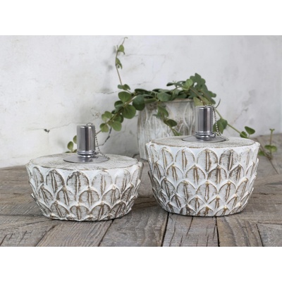 Bílo - zlatá antik olejová lampa Vittel - Ø 18*8 cm/ 90ml - Chic Antique