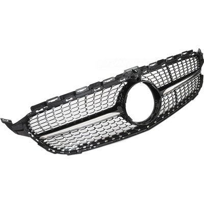 Predná maska Mercedes C-Class W205 / S205 14-18 / C205 15-18 / A205 16-18 Diamond Black Chrome s otvorom pre kameru