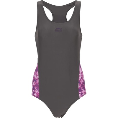 Slazenger Дамски бански костюм Slazenger Splice Racer Back Swimsuit Womens - Grey/Purple