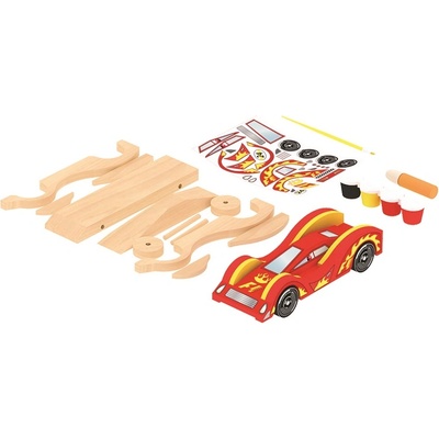 Acool Toy Игрален комплект Acool Toy - Направи си сам дървен състезателен автомобил (ACT92)