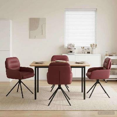 vidaXL Въртящи се трапезни столове 4 pcs Изкуствена Виненочервен (3428260)