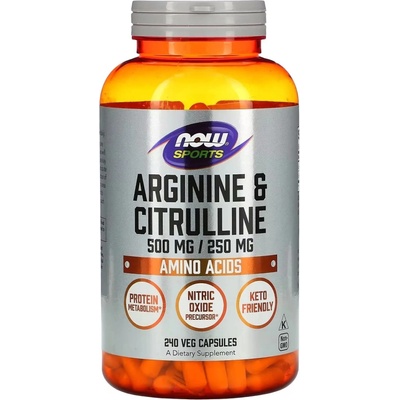Now Foods sports arginín a citrulín 500/250 240 vegetariánskych kapsúl