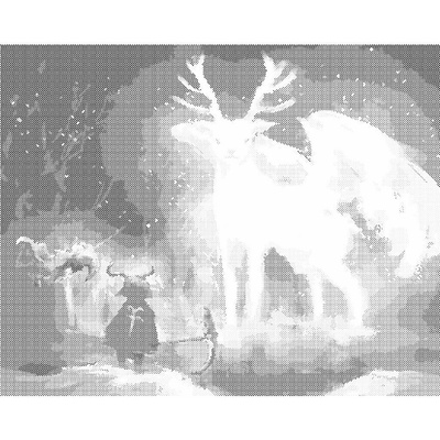 ZUTY Bodkovanie - MAGICKÝ BIELY JELEŇ V LESE Rámovanie: vypnuté plátno na rám, Rozmer: 40x50 cm