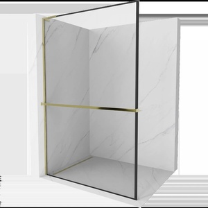 Mexen Kioto+ L душ скрин с рафт Walk-in 50 x 200 см, черна рамка, златна - 800-050-123-50-70 (800-050-123-50-70)