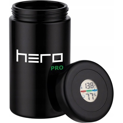 HERO Skleněná dóza s vlhkoměrem na bylinky černá 500 ml