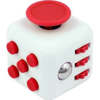 Fidget Cube antistresová kostka Bílo červená