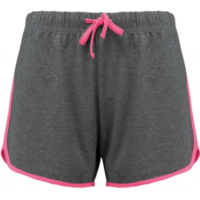 Proact Dámské bavlněné šortky SPORTS šedá žíhaná / fluorescenční růžová