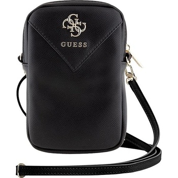 Guess PU Grained 4G Metal Logo Wallet Phone Bag Zipper čierne