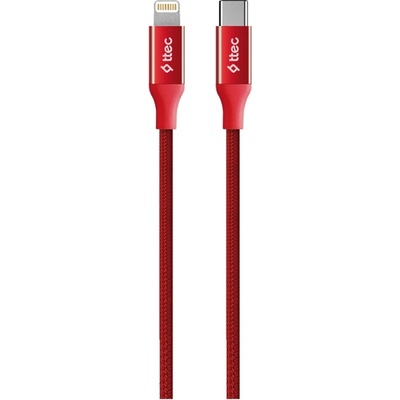 Ttec Кабел ttec - AlumiCable, USB-C/Lightning, 1.5 m, червен (8694470827681)
