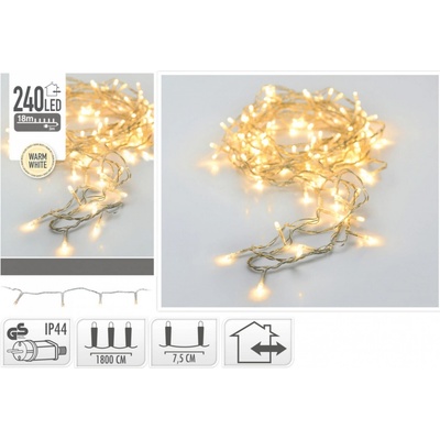 osvětlení vánoční 18m 240LED teplá BÍ TRA drát