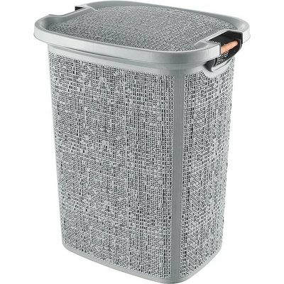 Кош за мръсно пране Tuffex Woow Pattern с дървени дръжки 60 LT - сив (103431/2)