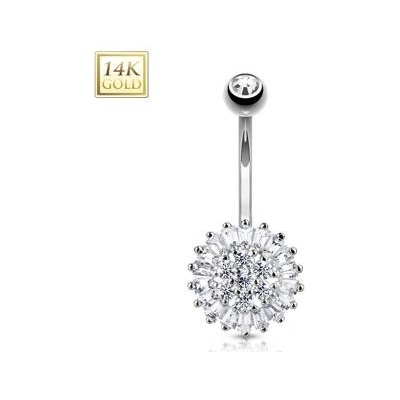Šperky4U zlatý piercing do pupíku kytička ZL01183-WG