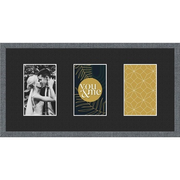 STYLER Рамка за 3 снимки Kyoto с черно паспарту 23 x 46 см сива (RA-15115)