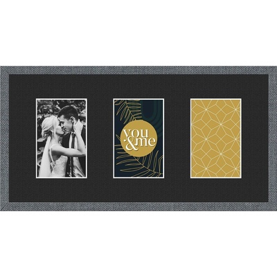 STYLER Рамка за 3 снимки Kyoto с черно паспарту 23 x 46 см сива (RA-15115)