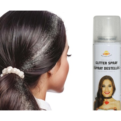 Fiestas Guirca Párty sprej na vlasy třpytky stříbrné 125 ml