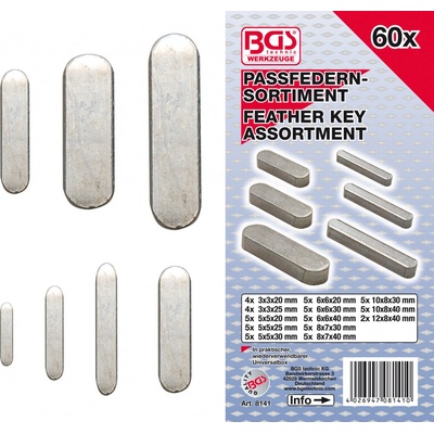 Pera těsná 3x3x20 mm - 12x8x40 mm, sortiment 60 dílů - BGS 8141