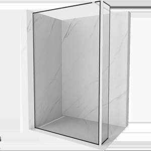 Mexen Kioto стационарна душ кабина Walk-in 130 x 30 см, черна рамка, бяла - 800-130-212-20-70-030 (800-130-212-20-70-030)