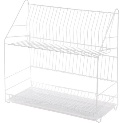Dvoupatrový odkapávač na nádobí 50 cm bílý